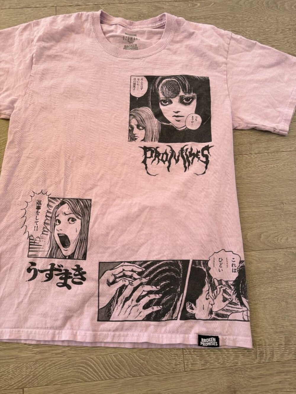 Broken Promises x Uzumaki Junji Ito Anime Graphic T-Shirt Pink Men’s Medium - Picture 3 of 9